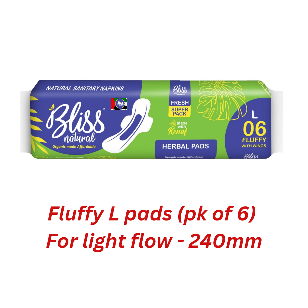 Buy Organic Sanitary Pads - XL Fluffy (Pack of 6) - Bliss Pads